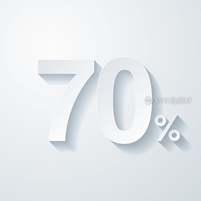 70% - 70%。空白背景上剪纸效果的图标